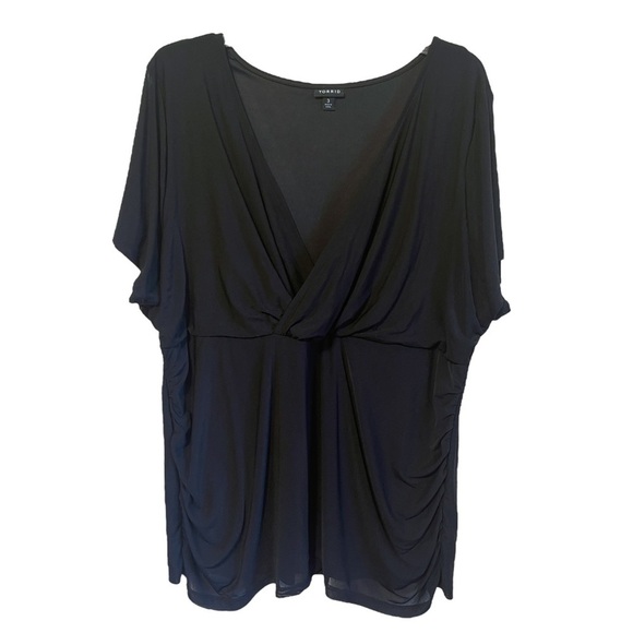 Torrid Stretch Mesh Flutter Sleeve Deep V-Neck Peplum Shirt Blouse Women Plus 3X - Picture 3 of 9